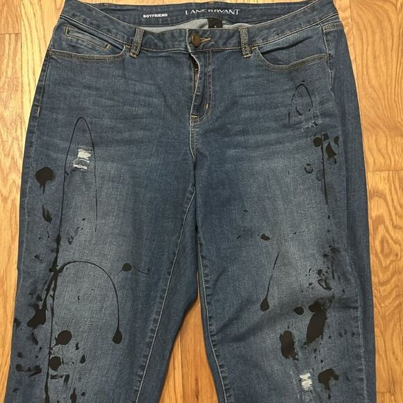 Lane Bryant Boyfriend Fit Paint Splatter Design Jeans. Size 16 - Picture 2 of 5